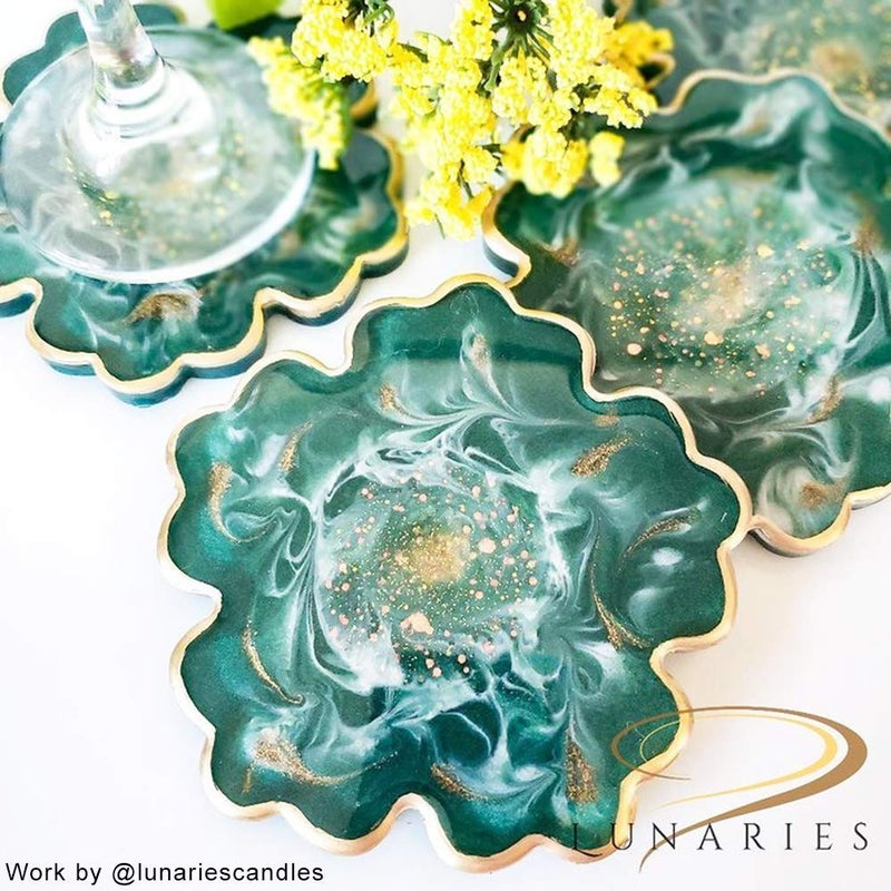 RESINWORLD 4 Pack 4 Inch Flower Coaster Molds, Silicone, Glossy, Reusable, for Resin Coasters, Candle Holders - Image 5